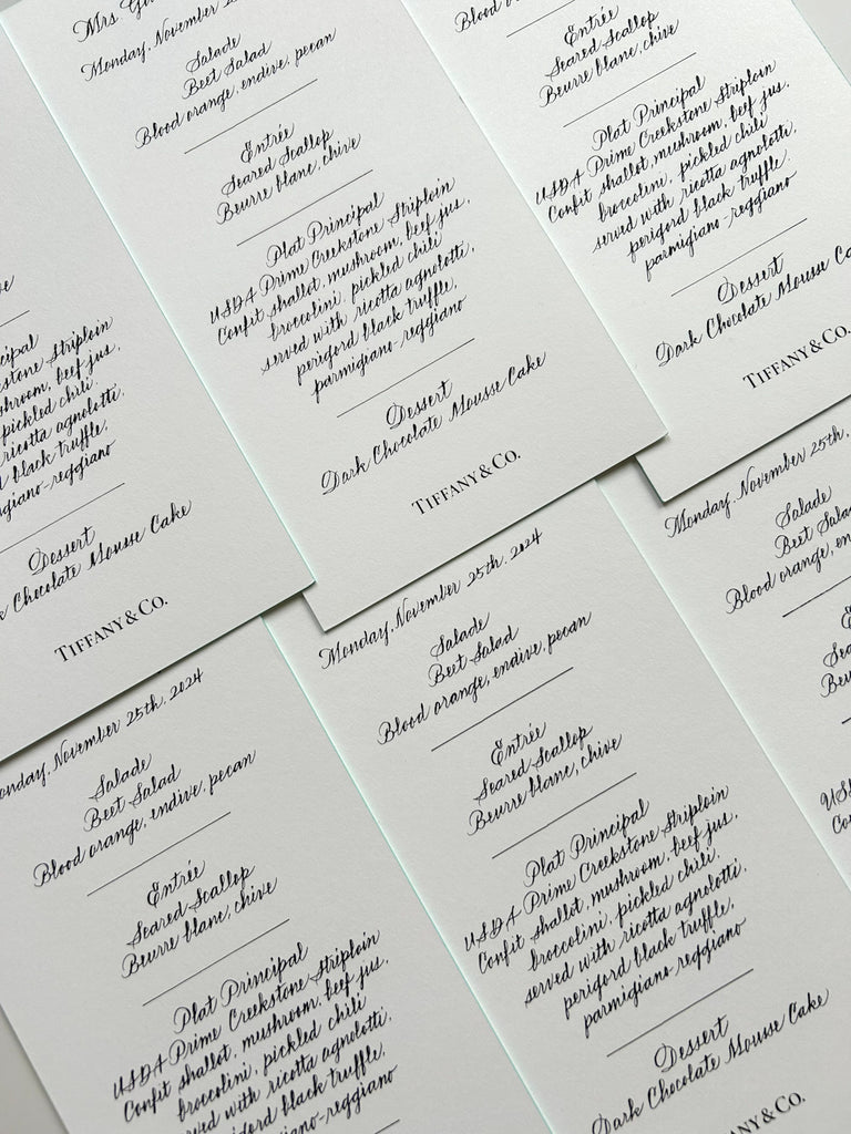Toronto Event Calligraphy Custom Menu Private Events
